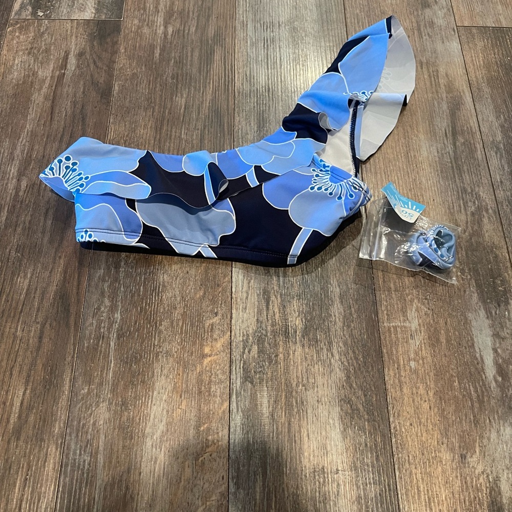 Draper James Blue Floral Bikini Top